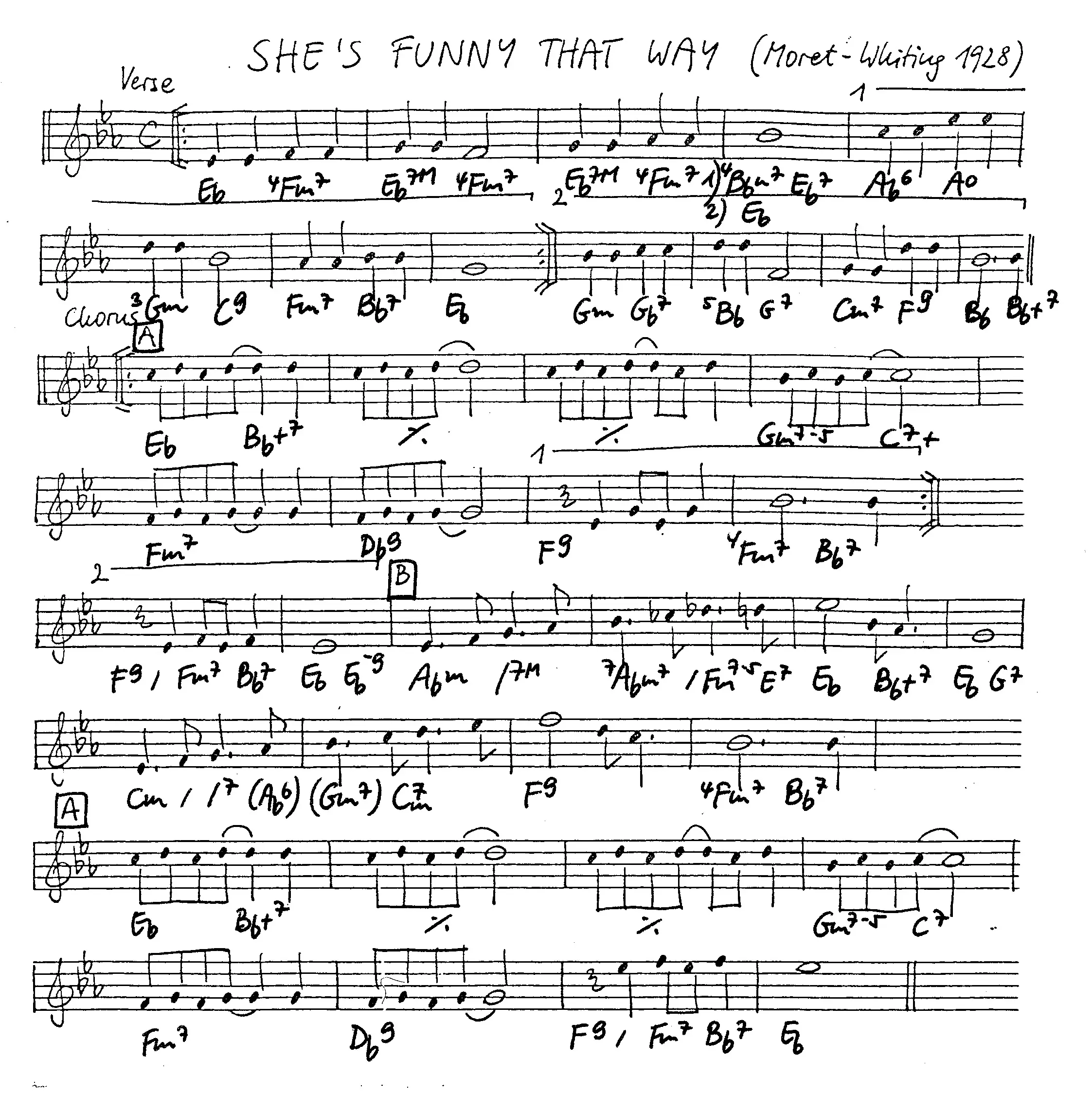 she's funny that way free jazz leadsheet - Courtesy of the Jungle Jazz Band